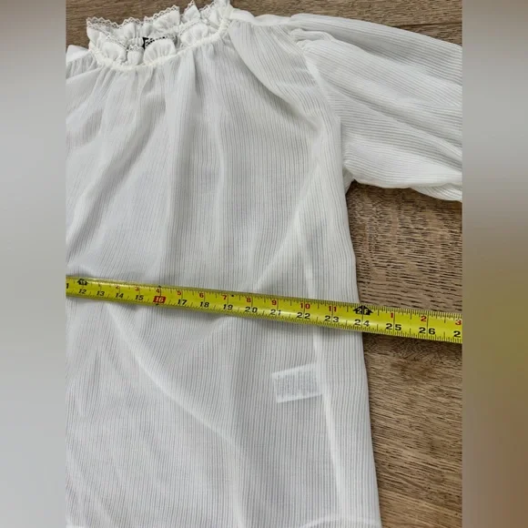 NWOT Current Air Anthropologie Airy Sheer Ruffles Puff Sleeve Blouse medium - Picture 17 of 17